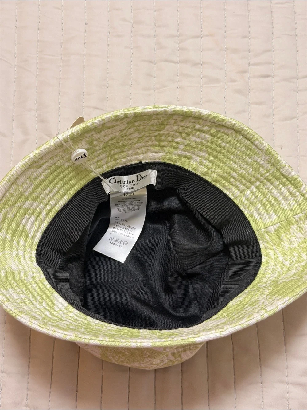 Christian Dior Toile de Jouy Green White Cotton Bucket Hat